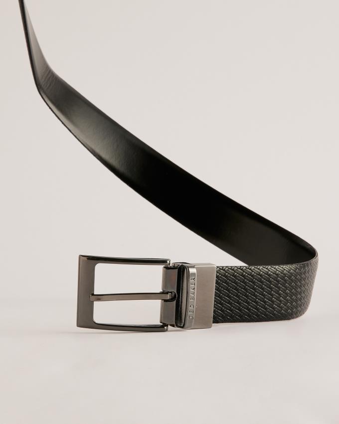 Ceinture Ted Baker Woven Texture Leather Noir Homme | NOK-97613755